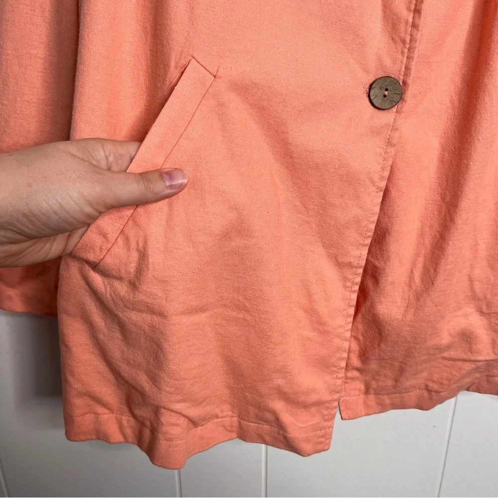 Torrid Linen Blend Coral Peach Unlined Unstructured Blazer Women's 3 US 3X